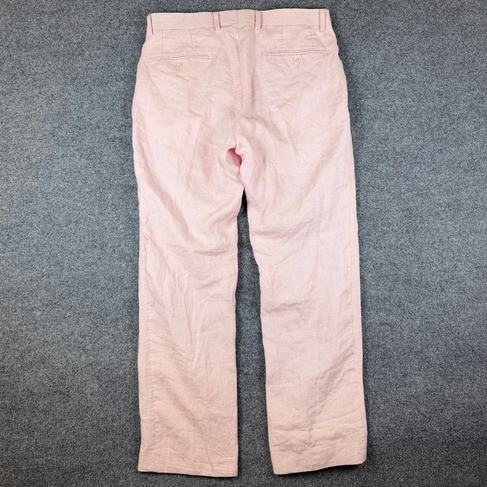 Ralph Lauren Pants Mens 32x30 Pink 100% Linen Flat Front Dress Trouser